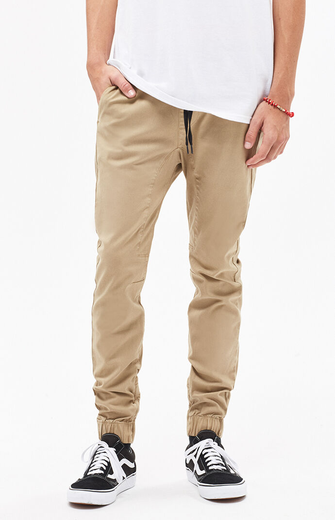 khaki jean joggers