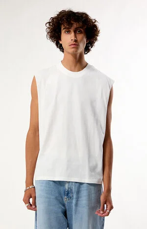 White Cut Off Muscle T-Shirt image number 1