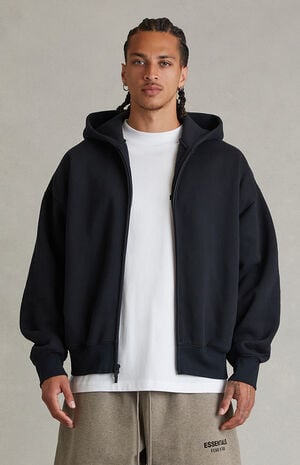 Vintage Black Classic Zip Up Hoodie image number 2