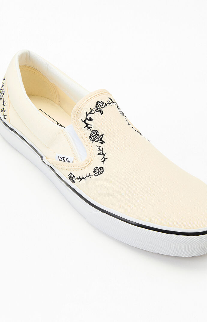 Vans Rose & Thorn Embroidered Classic Slip-On Shoes