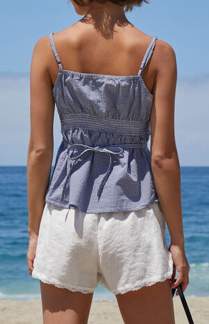 Blue & White Gingham Tiffany Tank Top image number 4