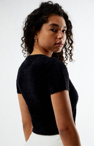 Faux Fur Short Sleeve Sweater image number 2