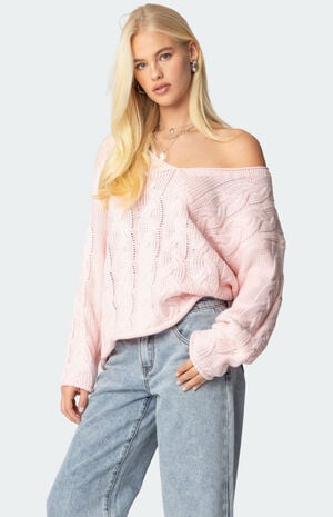 Inga Oversized Cable Knit Sweater image number 4