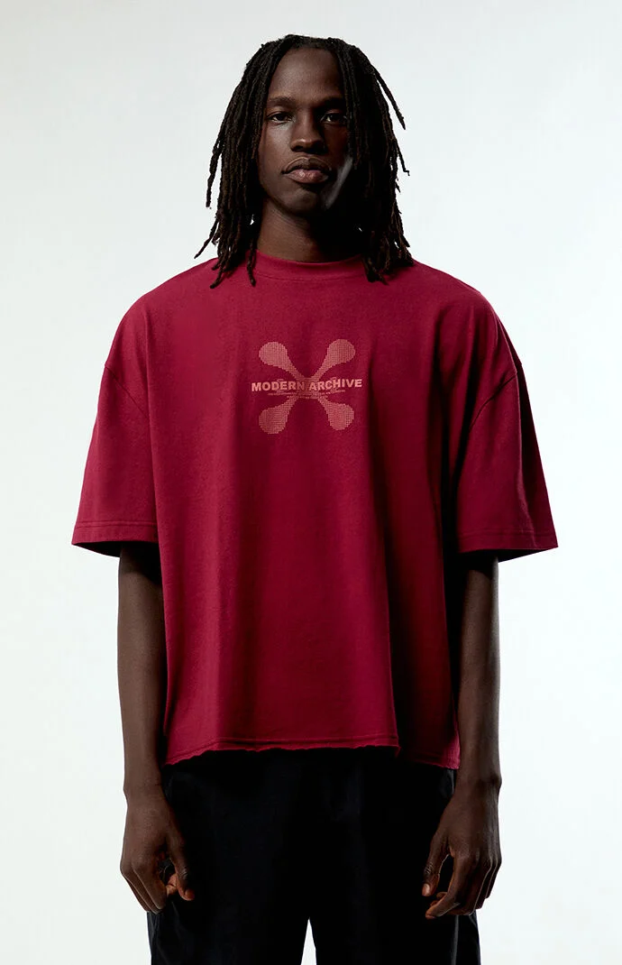 Pacsun Red Modern Archive Cropped Boxy T-Shirt