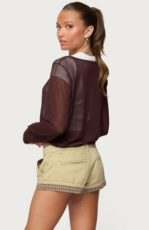 Kilian Sheer Knit Henley Top image number 3