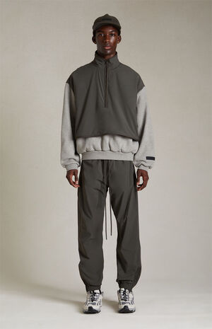 Dark Heather Oatmeal Ink Nylon Fleece Mock Neck Sweatshirt image number 5