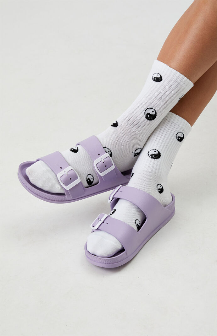 Double buckle sandals rubber store
