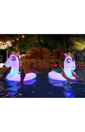 Inflatable 42" Illuminated LED Unicorn Jumbo Pool Tube image number 2