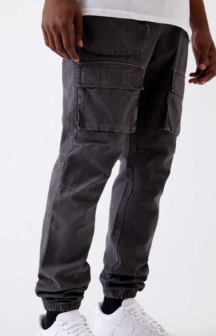 Gray Slim Cargo Jogger Pants