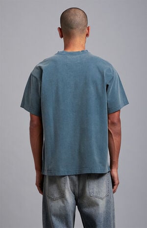 Blue Vintage Wash Heavyweight Oversized T-Shirt image number 5