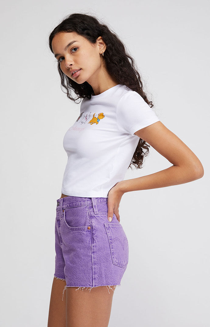Lavender denim shorts on sale