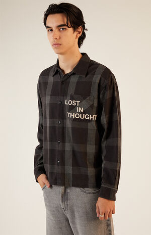 Black Graphic Flannel Shirt image number 2