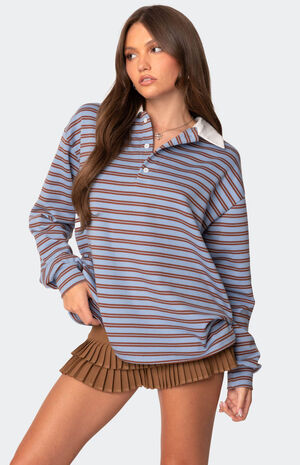 Stripey Oversized Collared Shirt image number 3