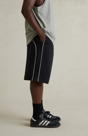 Jet Black&nbsp;& Cloud White Basketball Fleece Sweat Shorts image number 3