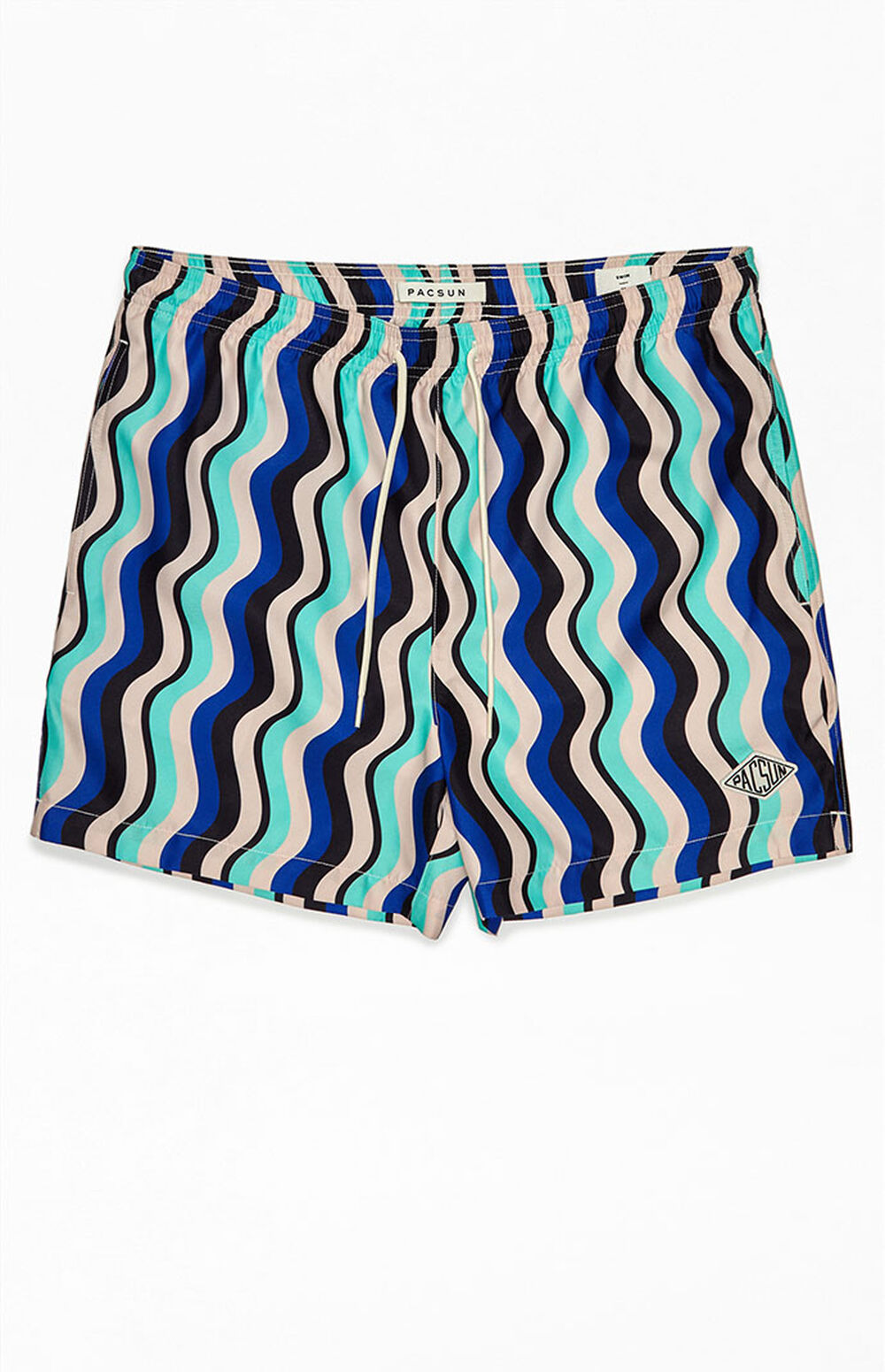 PacSun Wavy Stripe 15" Swim Trunks PacSun