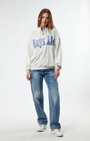 Smitten Waffle Knit Henley Sweatshirt image number 4