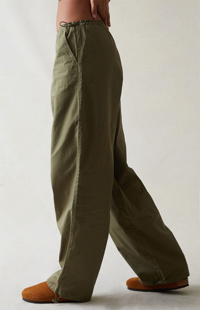 Pacsun Green Low Rise Parachute Pants | PacSun