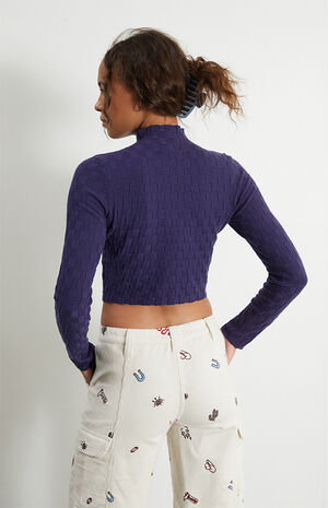 Checker Stitch Mock Neck Sweater image number 4