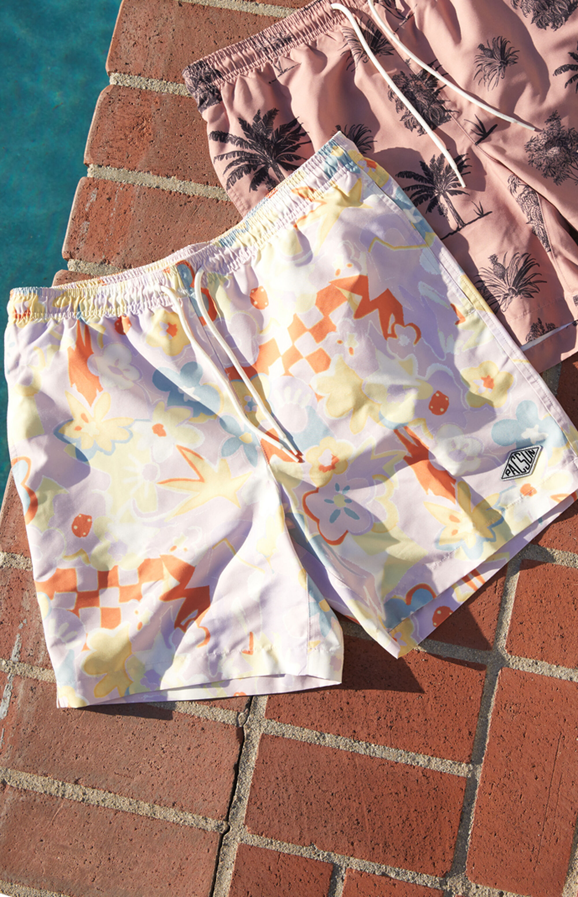 PacSun Pink Mania 17" Swim Trunks PacSun