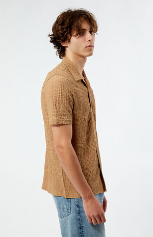 Pointelle Textured Woven Camp Shirt image number 3
