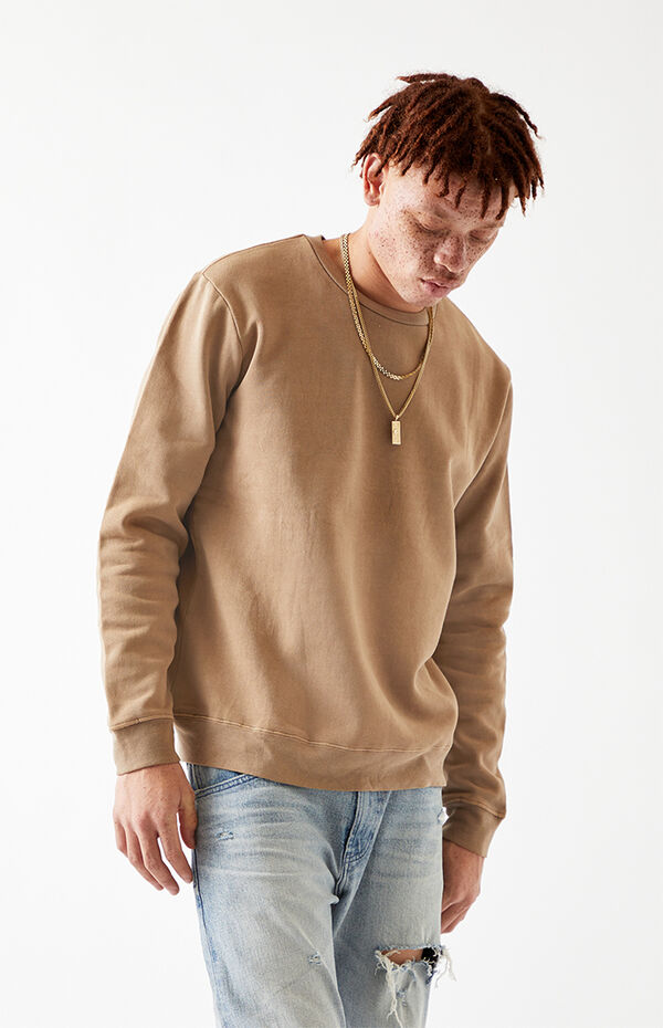 Pacsun Brown Vintage Wash Crew Neck Sweatshirt | PacSun