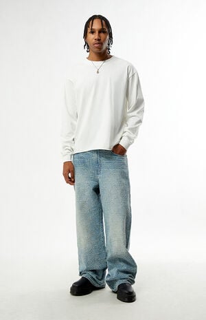 Blake Extreme Baggy Jeans Textured Tinted Light Blue image number 2