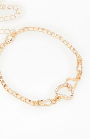 Heart Rhinestone Metal Bracelet image number 2