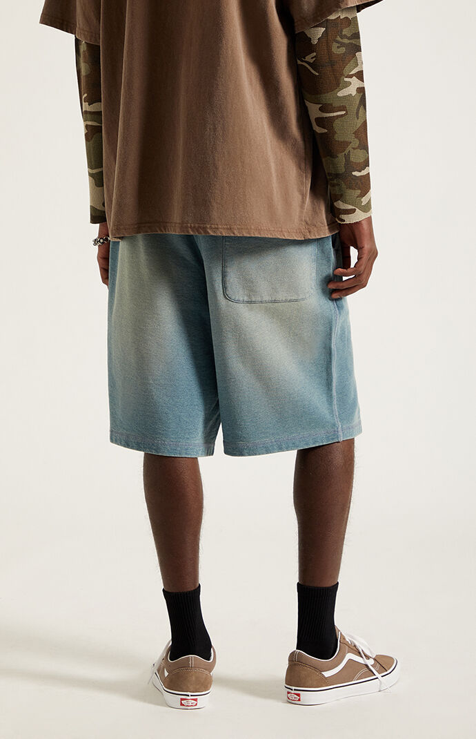 Pacsun Washed Blue Fleece Baggy Sweat Shorts