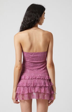 Mollie Lace Ruffle Strapless Mini Dress image number 5