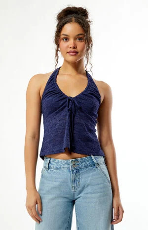 Isabel Floral Crochet Halter Top image number 3