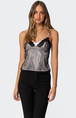 Janie Layered Polka Dot Mesh Top image number 1