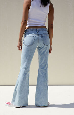 Light Blue Stretch Low Rise Flare Jeans image number 4