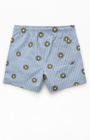Daisy Striped Seersucker 5" Swim Trunks image number 2