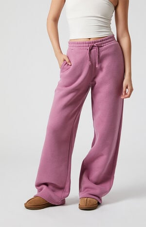Solid Fleece Baggy Sweatpants image number 3