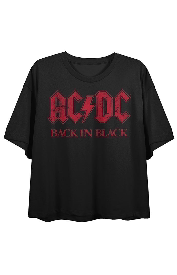 PacSun ACDC Back in Black Cropped T-Shirt
