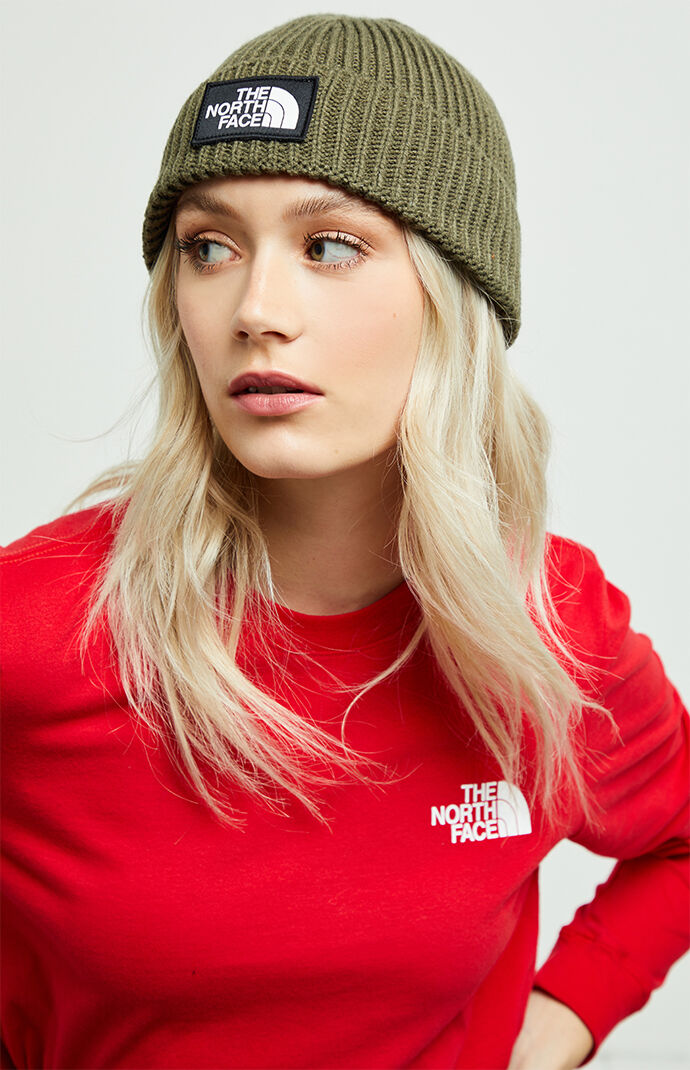 north face beanie green