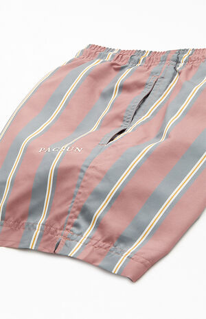 Brown Cannes Striped 4.5" Swim Trunks image number 4