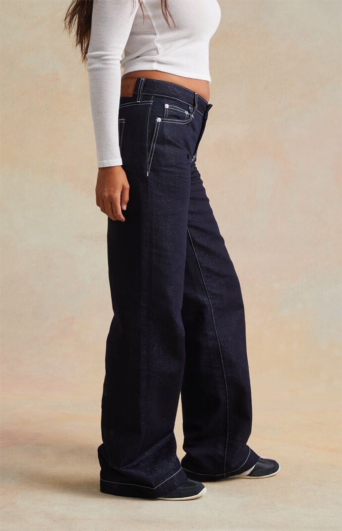 RARE DNM EDIT Dark Blue Metallic Contrast Stitch Low Rise Baggy