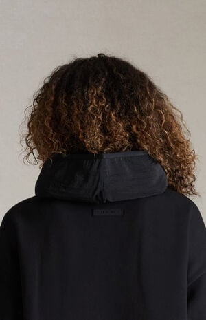 Women's Jet Black Nylon Fleece Hooded Dress image number 3