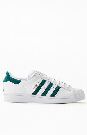 White & Green Superstar Shoes image number 2