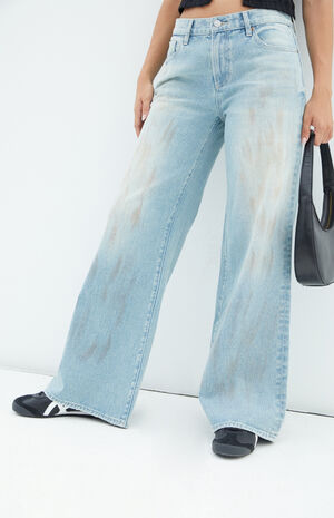 Lena Low Rise Super Baggy Jeans Light Indigo Stained image number 1
