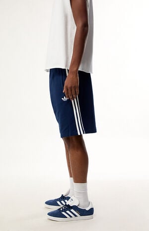 Navy 3-Stripes Oversized Sweat Shorts image number 3