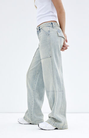 Casey Light Indigo Low Rise Baggy Cargo Jeans image number 3