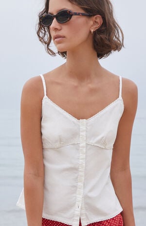 White Button Up Tank Top image number 1