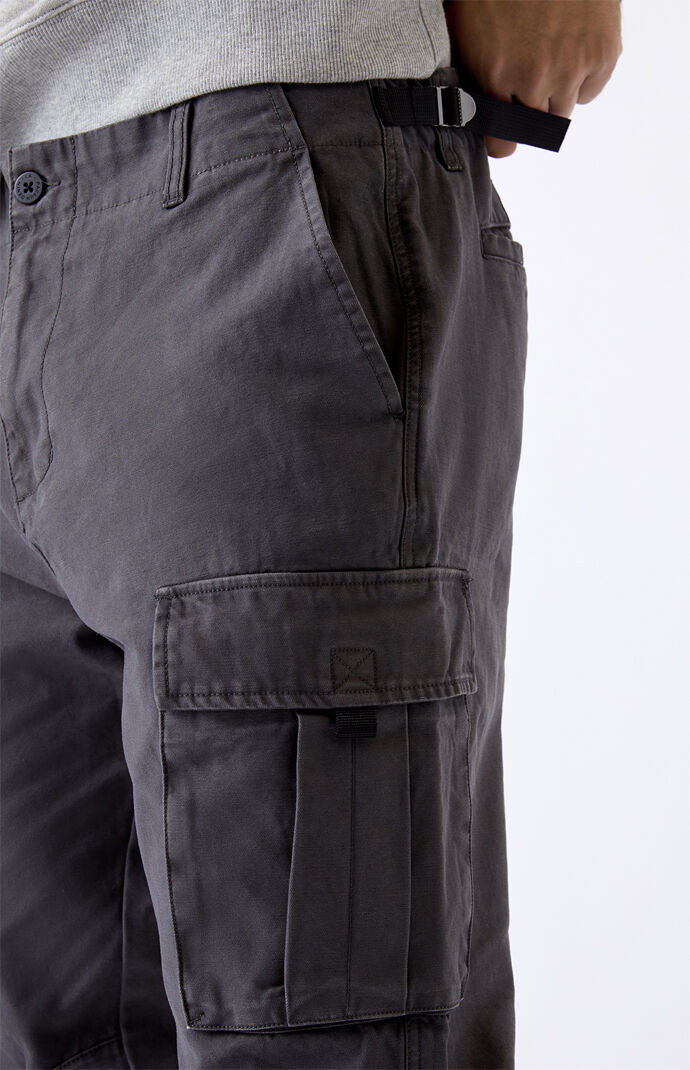 Washed Black Slim Cargo Jogger Pants