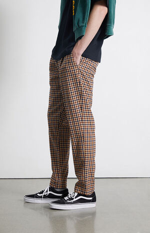 Brown Checkered Trouser Pants image number 3