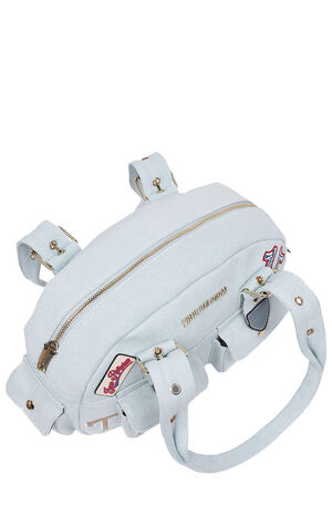 Light Blue Multi Patch Satchel Bag image number 9