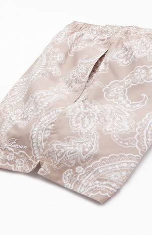 Tan Tonal Paisley 4.5" Swim Trunks image number 4