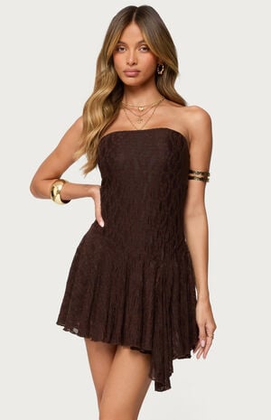 Elaia Asymmetric Strapless Lace Mini Dress image number 1