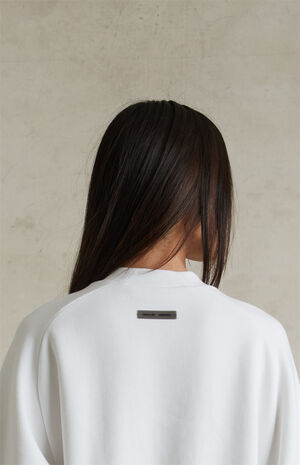 Women's Bright White Fleece Cropped Crew Neck Sweatshirt image number 5